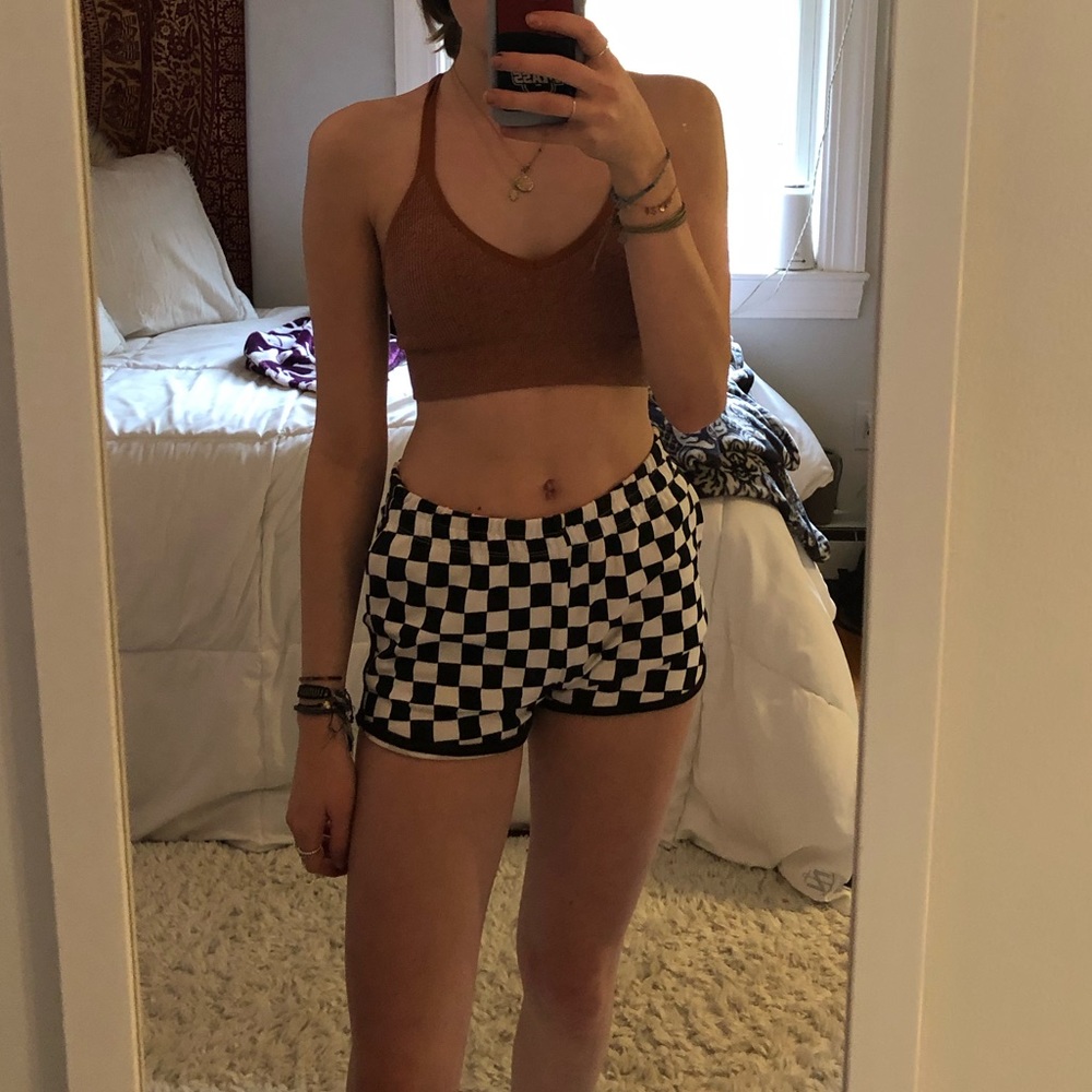 forever 21 kids checkered b&w shorts